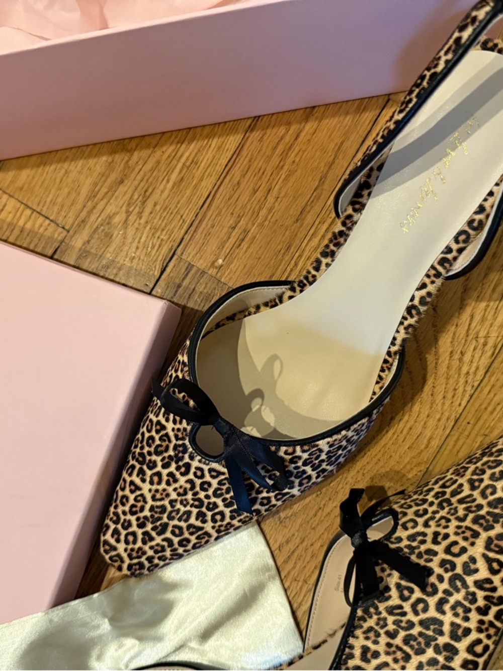 For Love & Lemons Leopard-Print Pointed Slingback Flats - Tan/Black - Picture 3 of 7